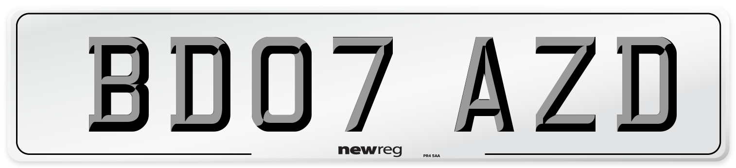 BD07 AZD Number Plate from New Reg